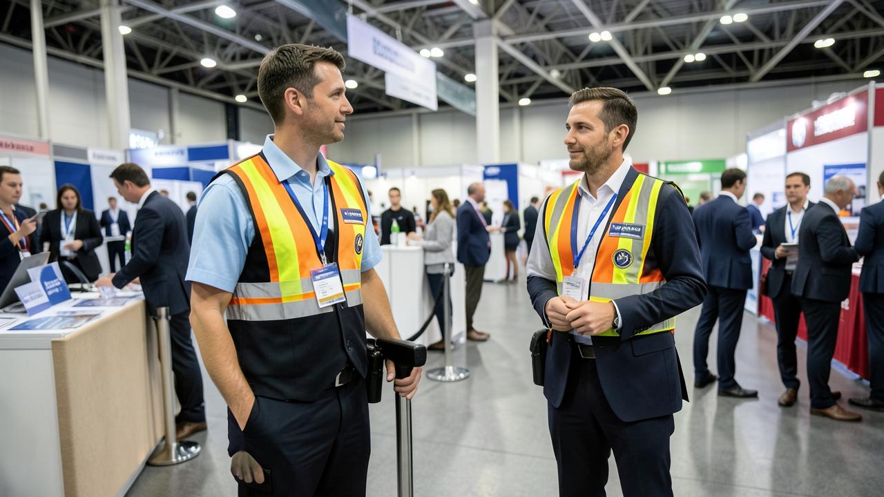 Sicherheits- und Einlasspersonal auf einer Messe